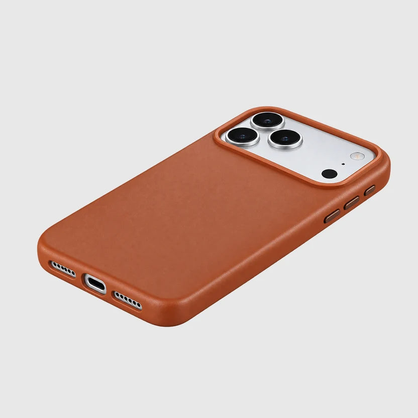 Luxury PU leather back cover for iPhone 17 Pro, 17 Pro Max, 18 Pro and 18 Pro Max featuring a refined finish and comfortable grip.

