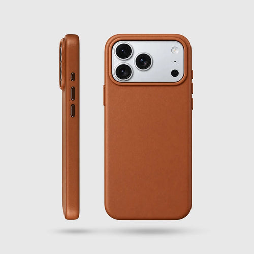 Premium magnetic PU leather case for iPhone 17 Pro, 17 Pro Max, 18 Pro and 18 Pro Max with elegant texture and protective design.

